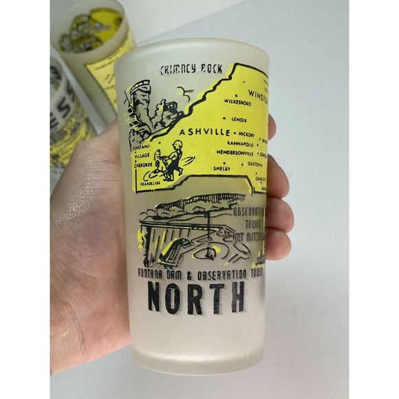 VTG 70’s 3PC HAZEL ATLAS Yellow Souvenir Tumblers Glasses, H3”XW2.5” AR, TN & NC - Picture 7 of 8